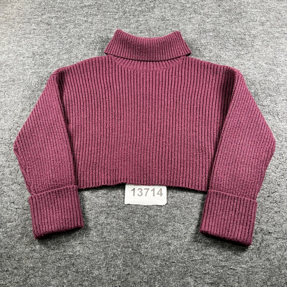 Altar'd State Turtleneck Sweater Womens M Burgundy Excellent Cropped Ribbed Knit